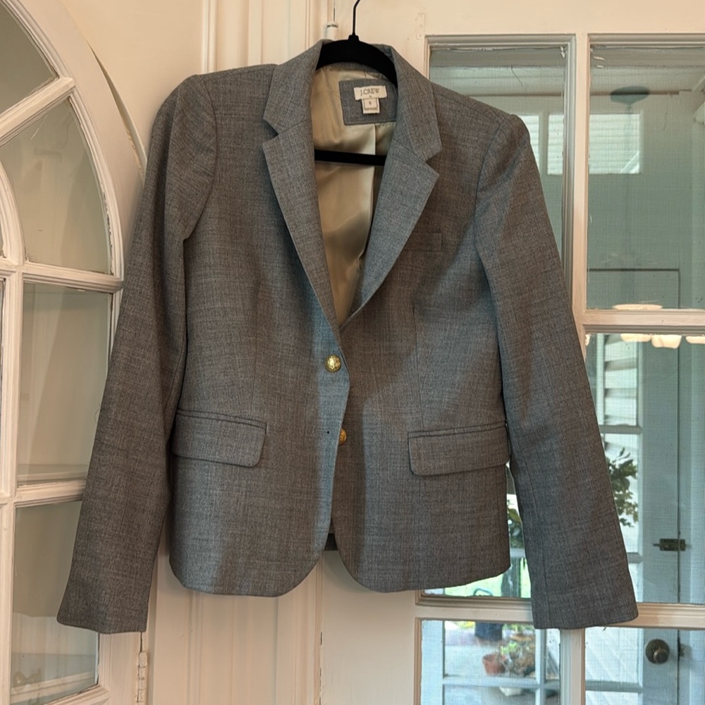 Jcrew Grey Blazer, Gold Buttons